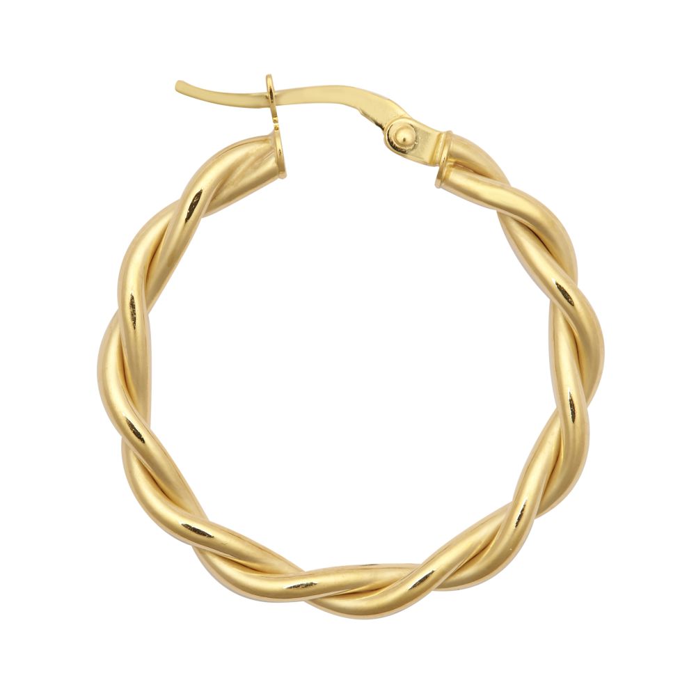 9ct Yellow Double Tubed Polished hoop earring