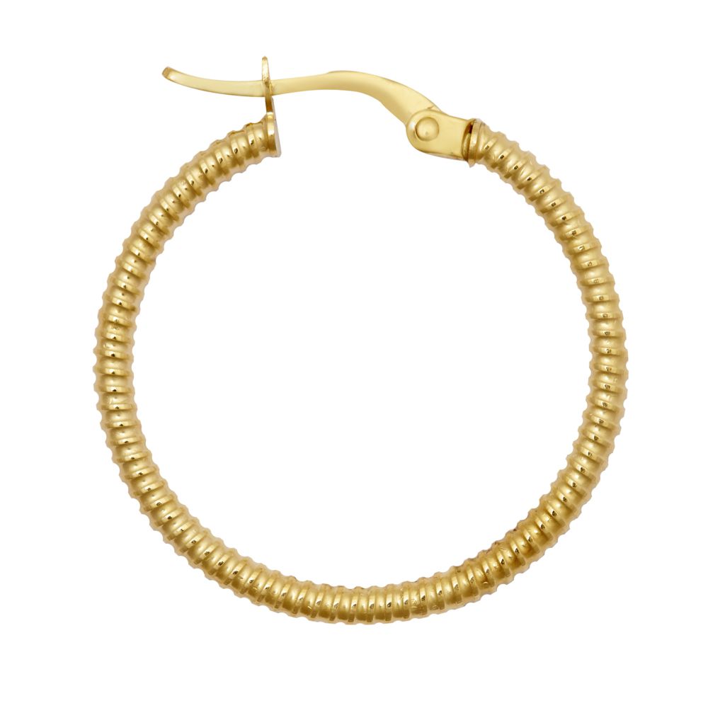 9ct Yellow Ribbed Polished hoop earring