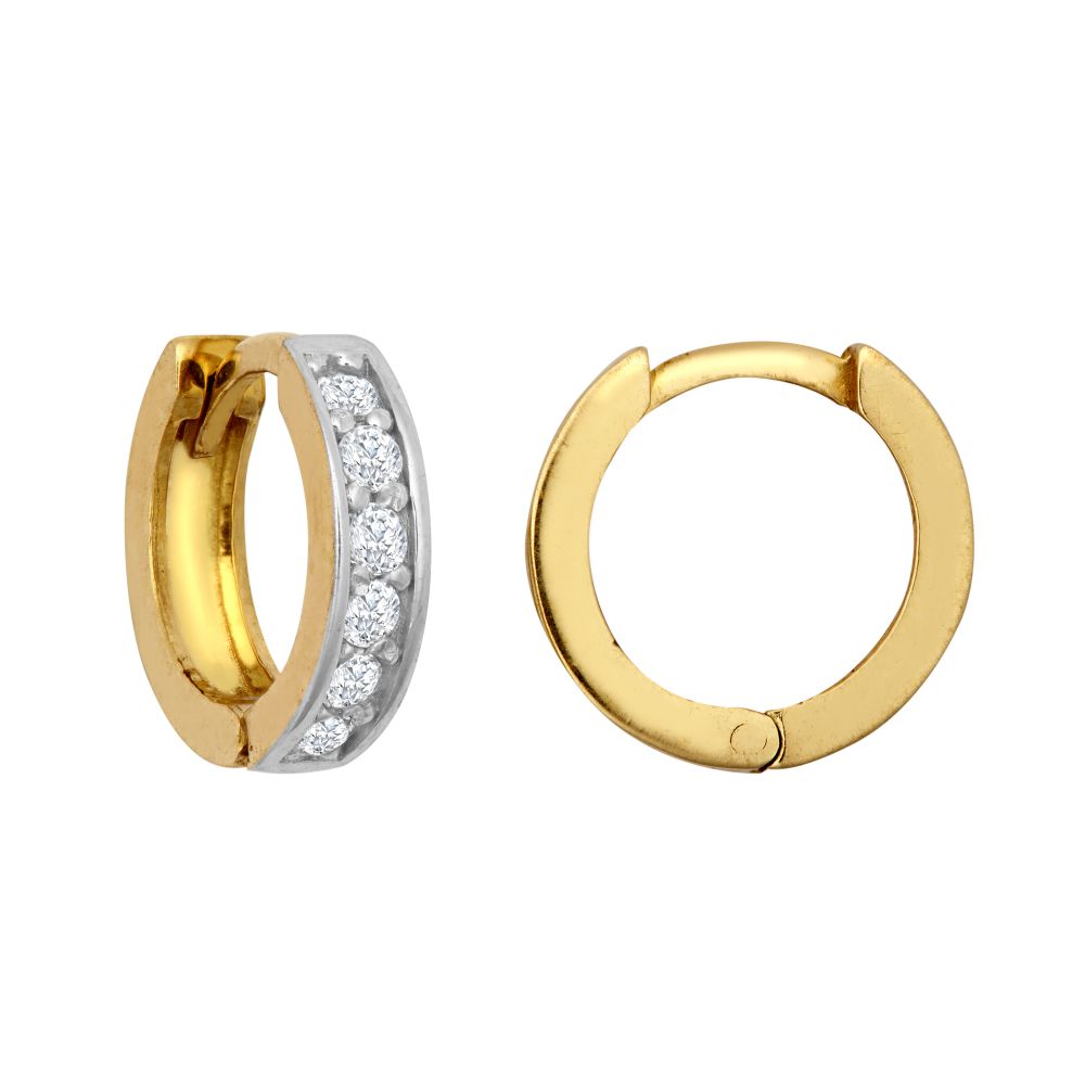 9ct Yellow Single Row Cubic Zirconia Huggie Earring