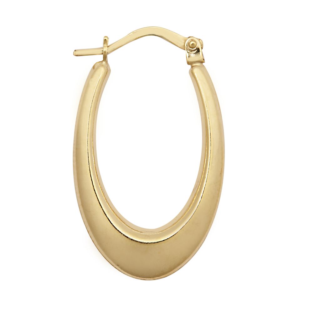 9ct Yellow Oval Shaped Creole Earring