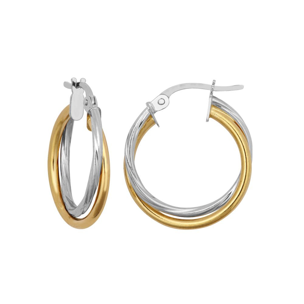 9ct Yellow & White Double Hoop Earring