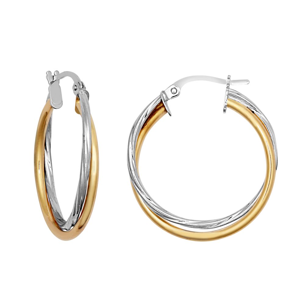 9ct Yellow & White Double Hoop Earring