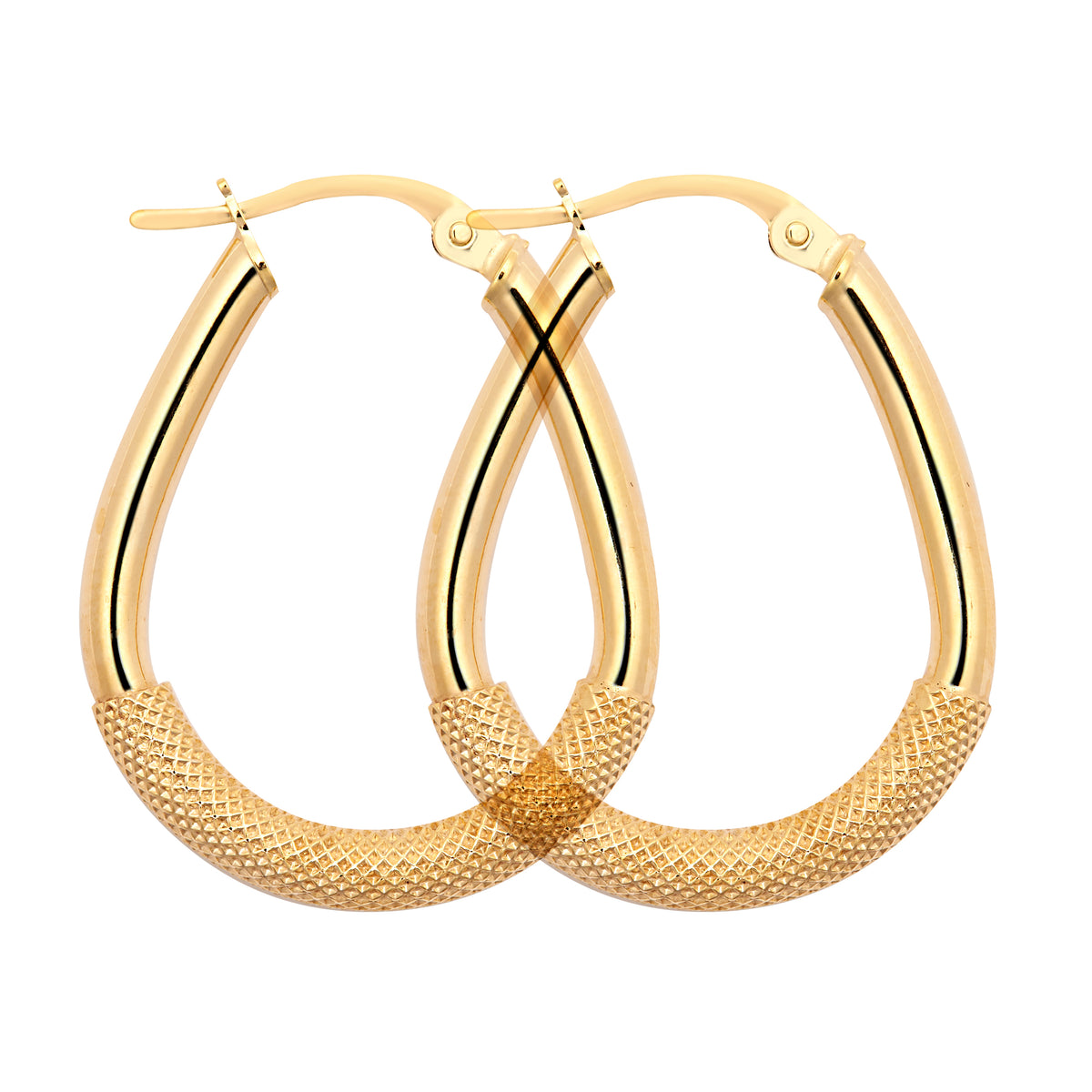 9ct Yellow Plain & Mesh Earring