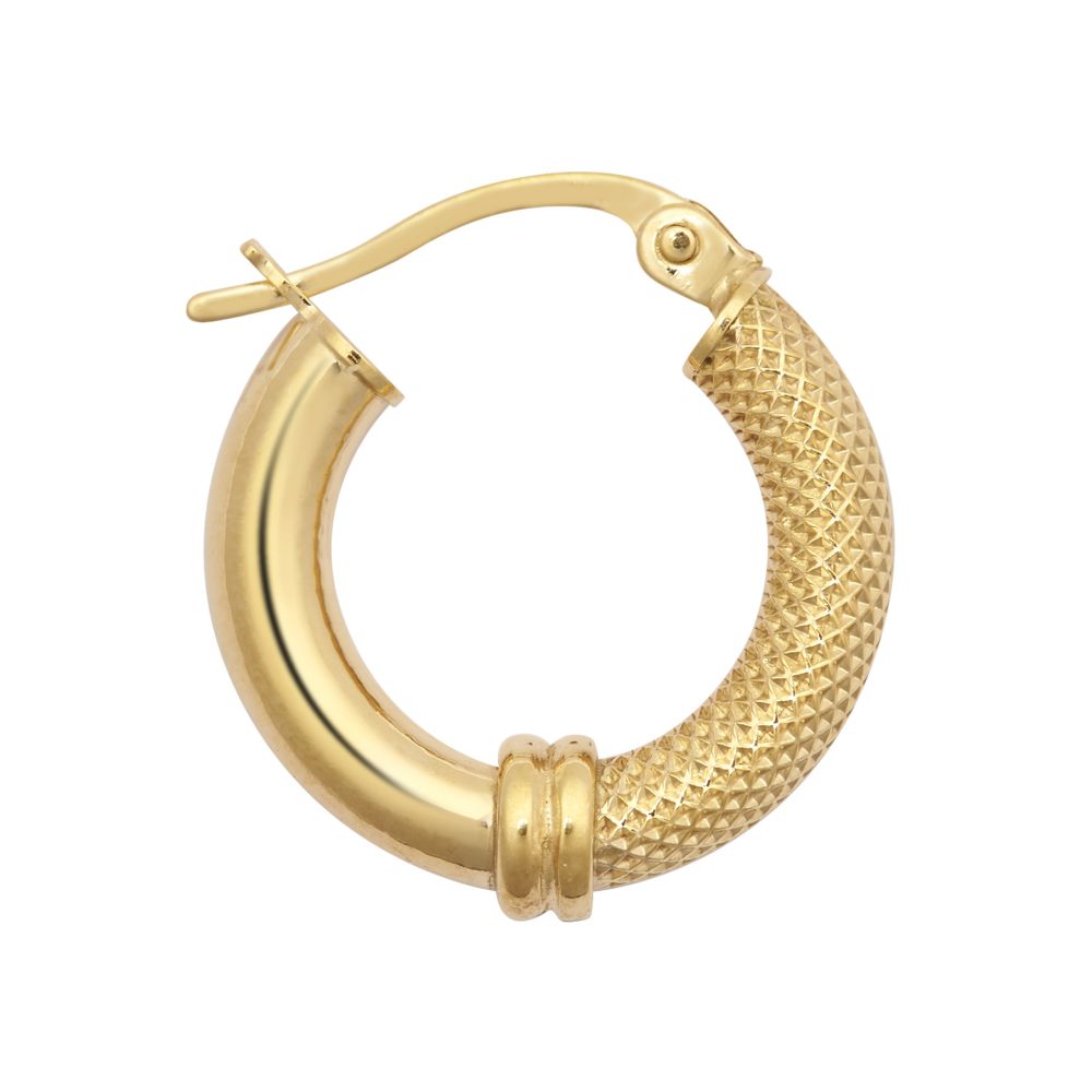 9ct Yellow Polished & Mesh Hoop Earring