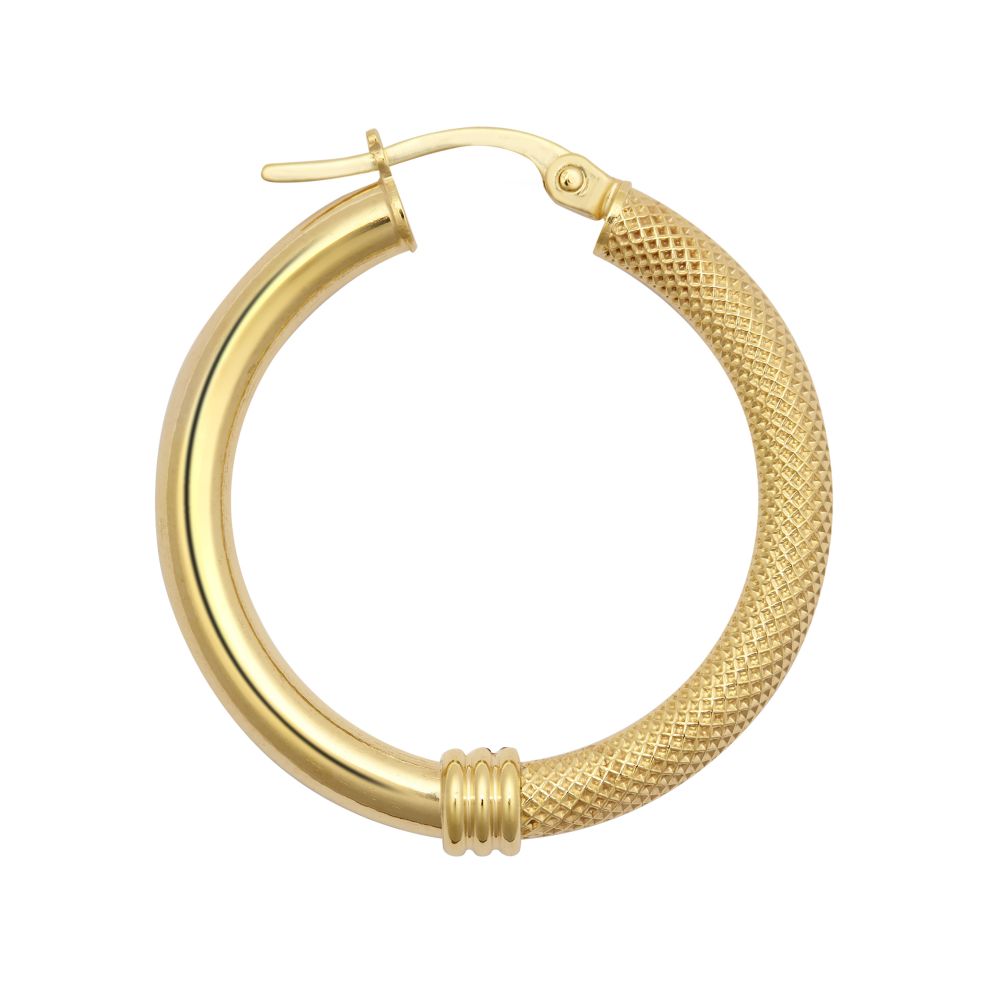 9ct Yellow Polished & Mesh Hoop Earring