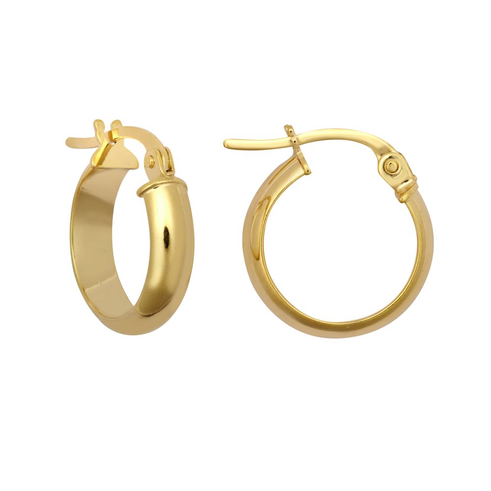 9ct Yellow 3mm Wedding Band Style Hoop Earring