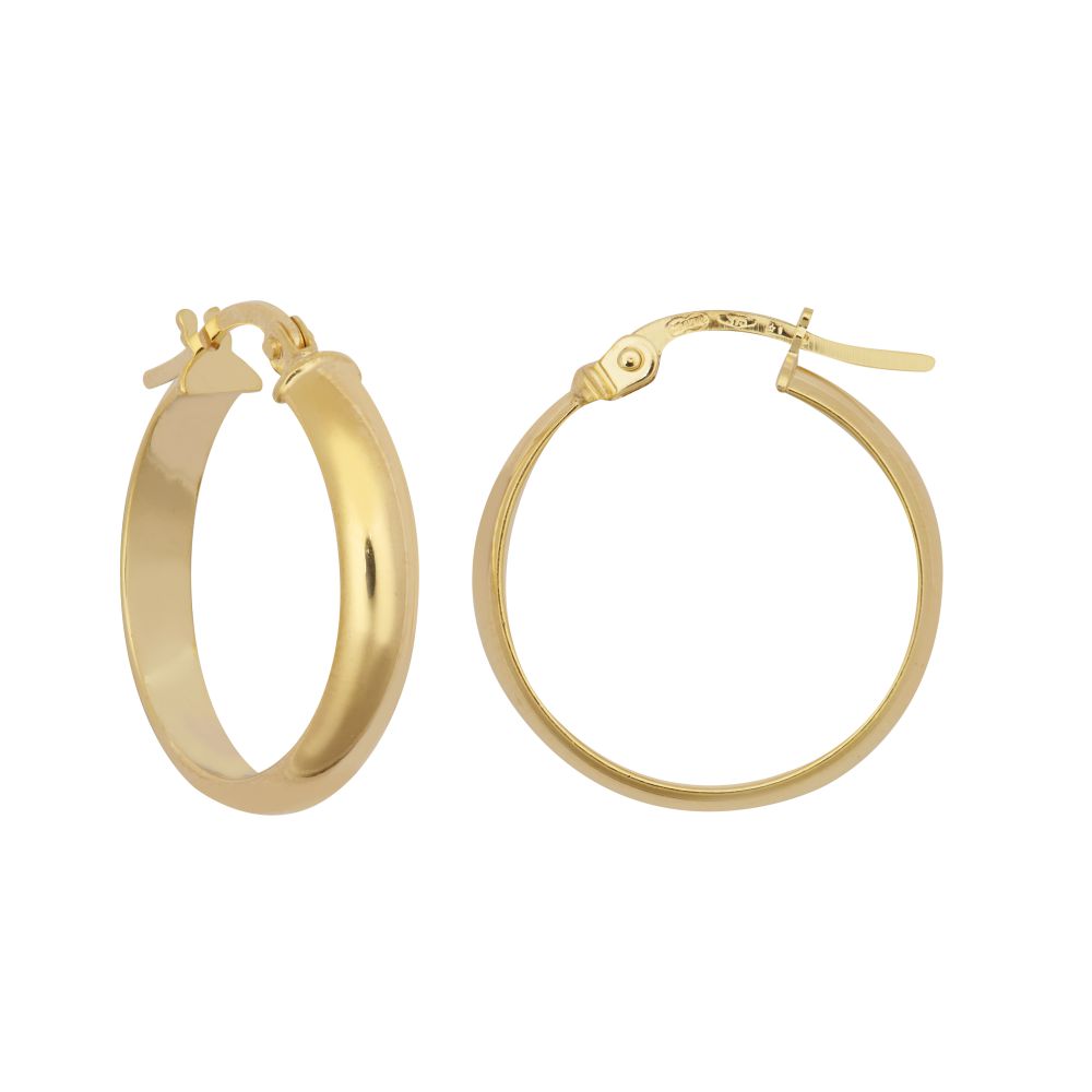 9ct Yellow 3mm Wedding Band Style Hoop Earring