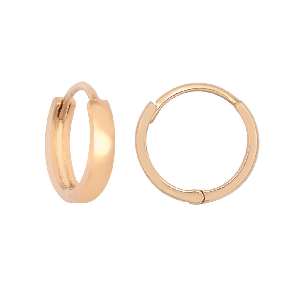 9ct Rose Gold Plain 10mm Huggie Earrings