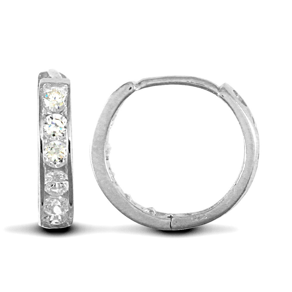 9ct White Cubic Zirconia Set Huggie Earrings