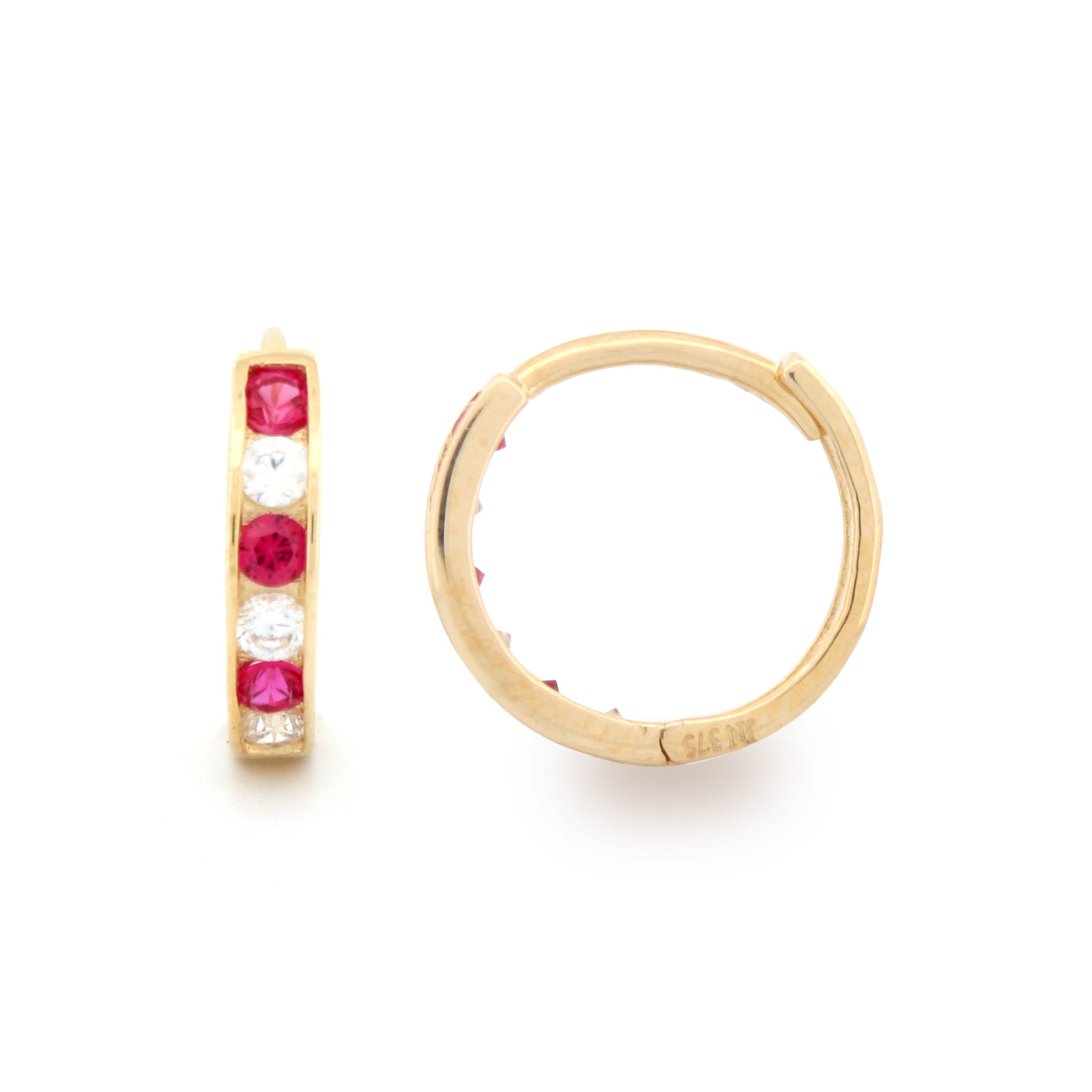 9ct Yellow Ruby & Cubic Zirconia Set Huggie Earrings