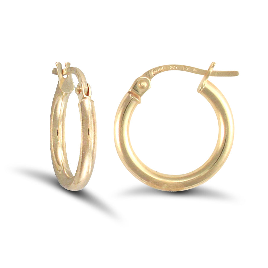 14ct Yellow Gold Ultra Light Plain Hoop Earrings
