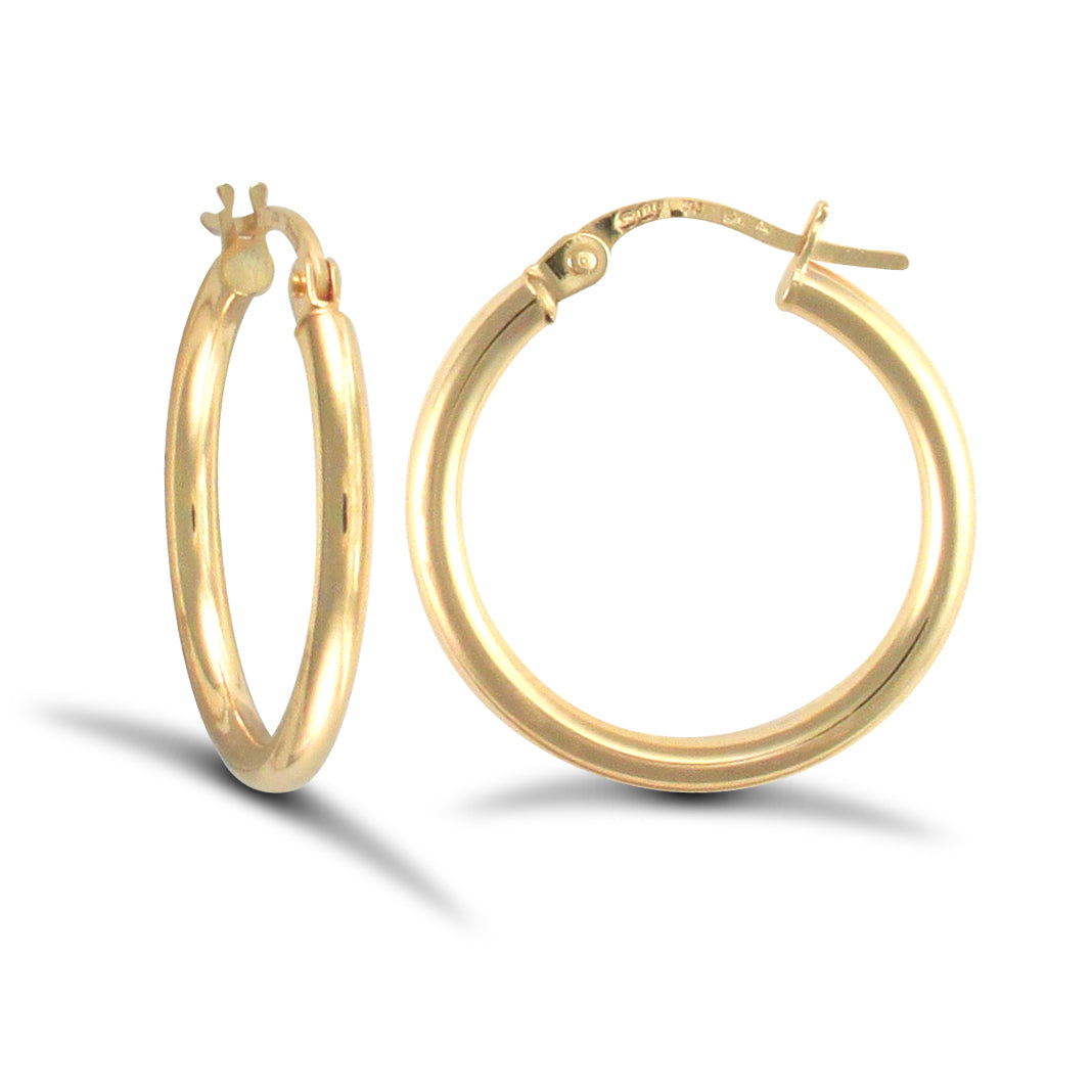 14ct Yellow Gold Ultra Light Plain Hoop Earrings