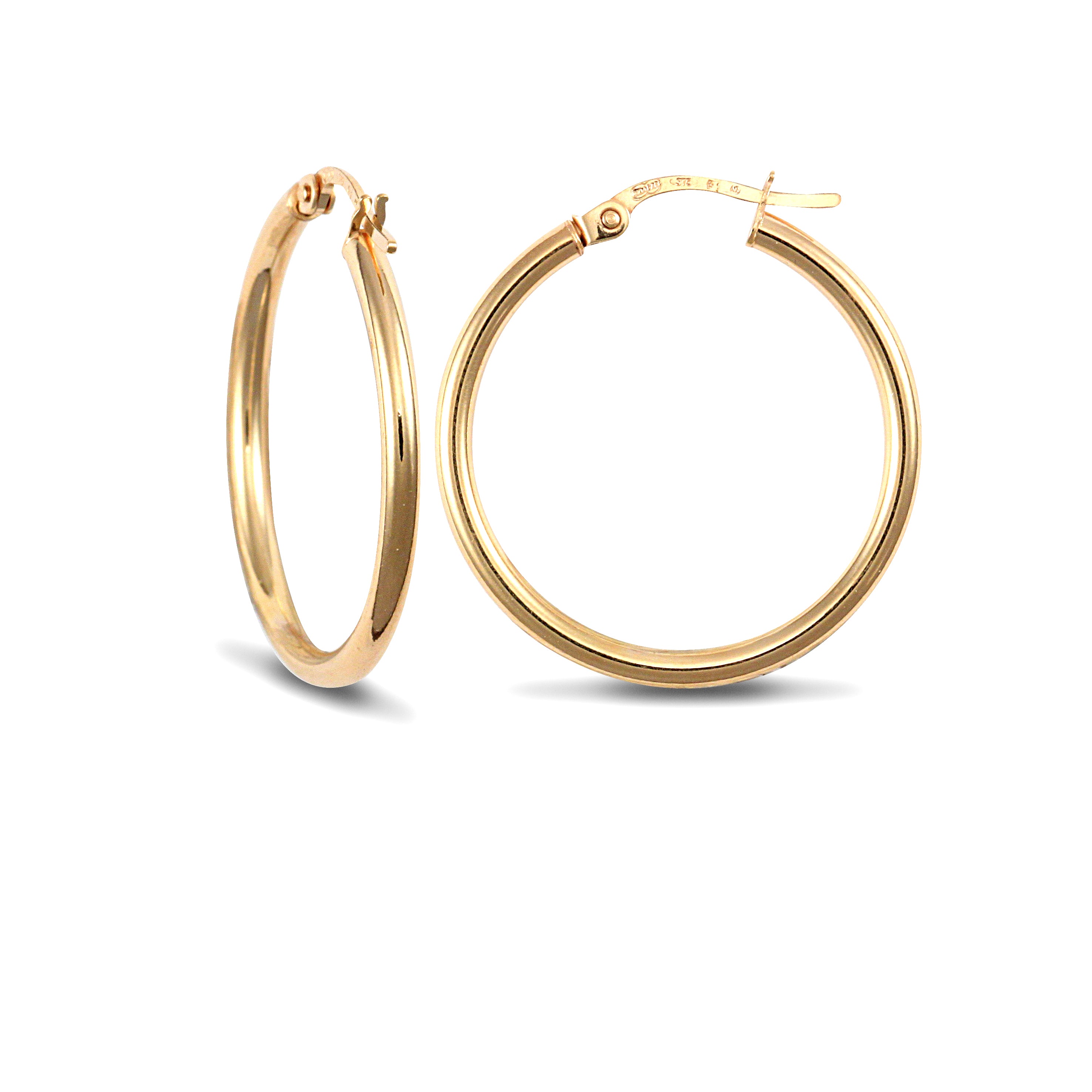 14ct Yellow Gold Ultra Light Plain Hoop Earrings
