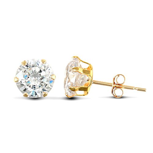 9ct Yellow Gold Cubic Zirconia Claw Set Studs