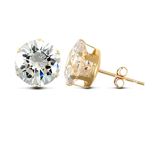 9ct Yellow Gold Cubic Zirconia Claw Set Studs