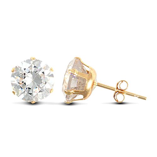 9ct Yellow Gold Cubic Zirconia Claw Set Studs