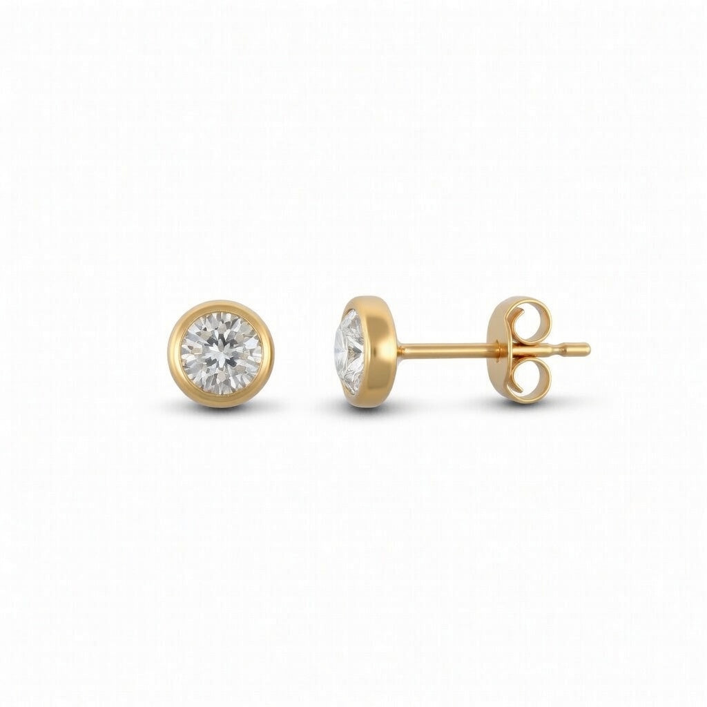 9ct Yellow Gold Cubic Zirconia Rub-Over Studs