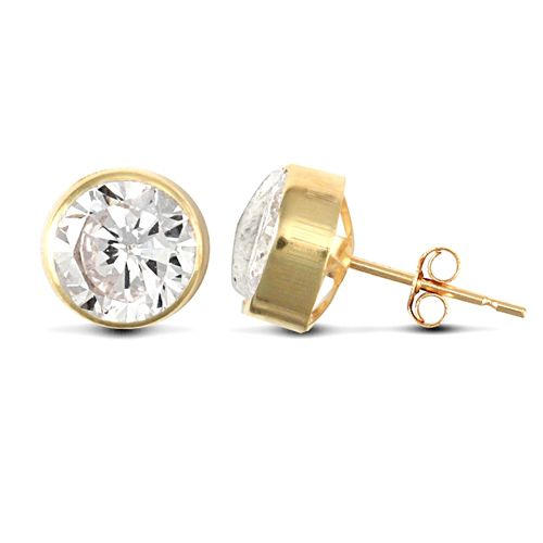 9ct Yellow Gold Cubic Zirconia Rub-Over Studs