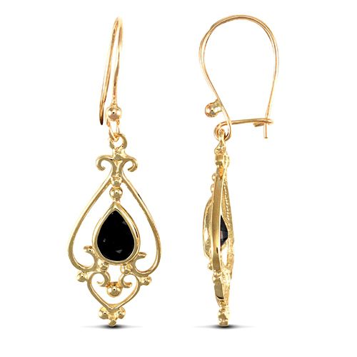 9ct Yellow Gold Sapphire Drop Earrings