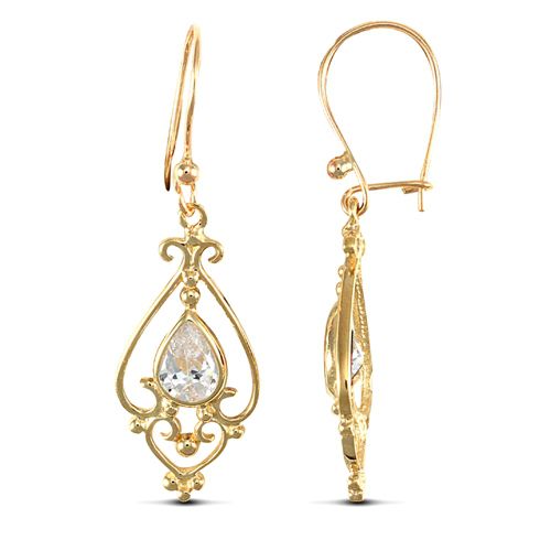 9ct Yellow Gold Cubic Zirconia Drop Earrings