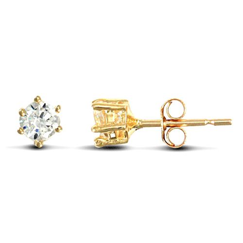 9ct Yellow Gold Cubic Zirconia Claw Set Studs
