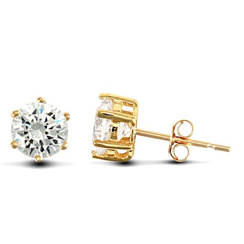 9ct Yellow Gold Cubic Zirconia Claw Set Studs