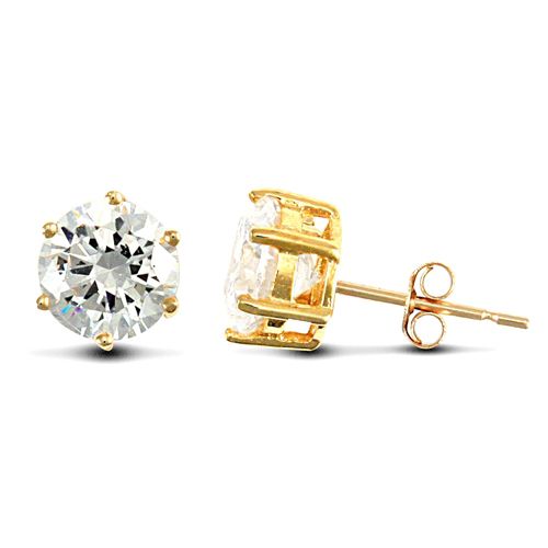 9ct Yellow Gold Cubic Zirconia Claw Set Studs