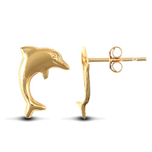 9ct Yellow Gold Dolphin Studs