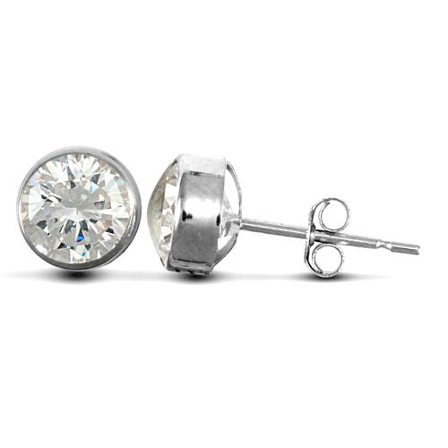 9ct White Gold Cubic Zirconia Rub-Over Studs
