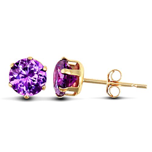 9ct Yellow Gold Claw Set Cubic Zirconia Studs