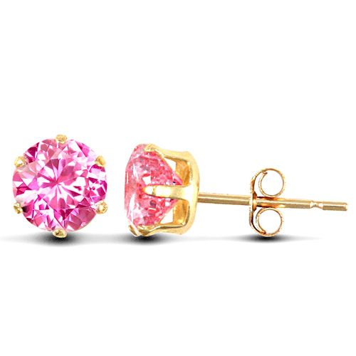 9ct Yellow Gold Claw Set Cubic Zirconia Studs