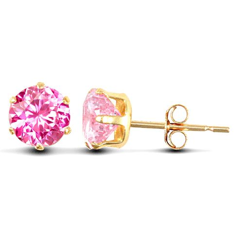 9ct Yellow Gold Claw Set Cubic Zirconia Studs