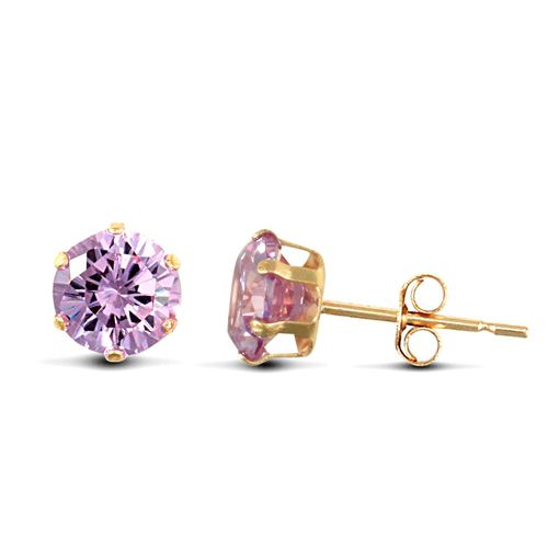 9ct Yellow Gold Claw Set Cubic Zirconia Studs