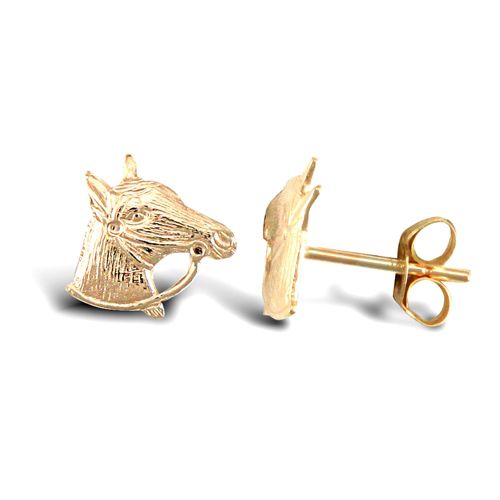 9ct Yellow Horse Head Stud Earrings