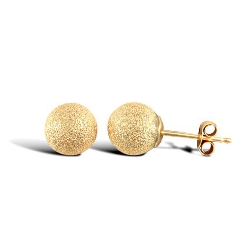 9ct Yellow Gold Frosted Ball Stud Earrings