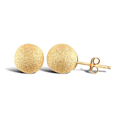 9ct Yellow Gold Frosted Ball Stud Earrings