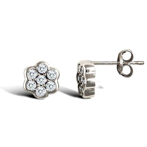 9ct White Gold Cubic Zirconia Stud Earrings
