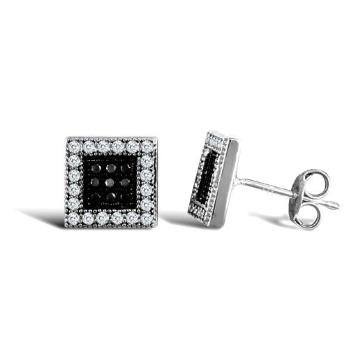 9ct White Gold Square Cubic Zirconia Stud Earrings