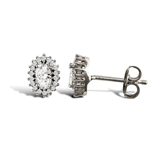 9ct White Gold Cubic Zirconia Stud Earrings