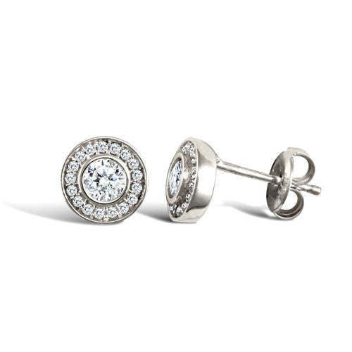 9ct White Gold Cubic Zirconia Stud Earrings