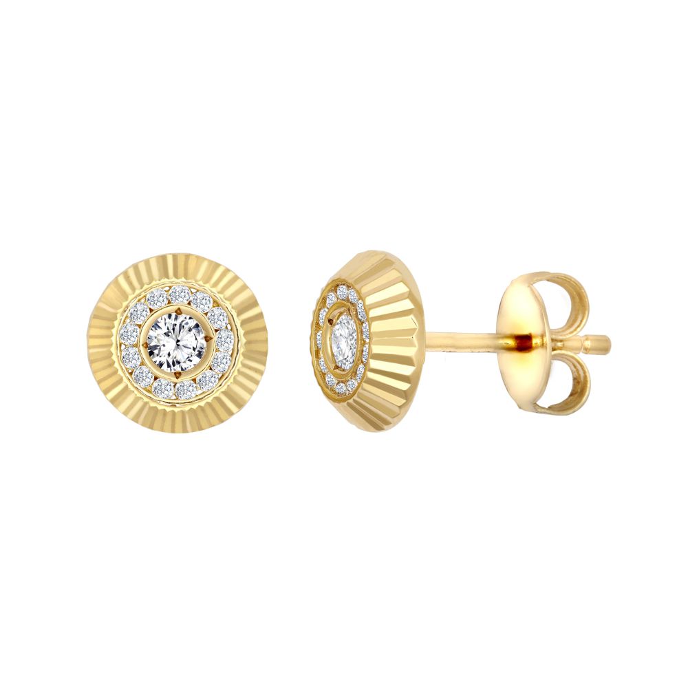 9ct Yellow Gold 8mm Cubic Zirconia Bezel Stud Earrings