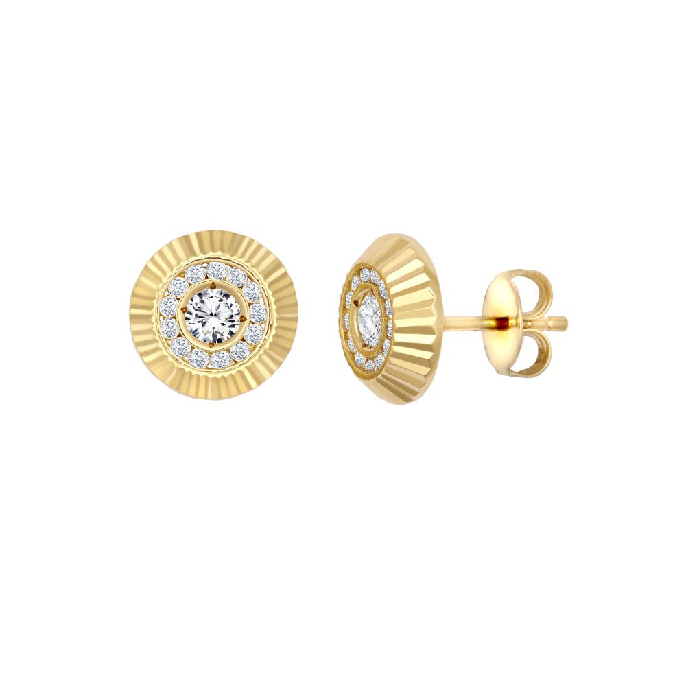 9ct Yellow Gold 10mm Cubic Zirconia Bezel Stud Earrings