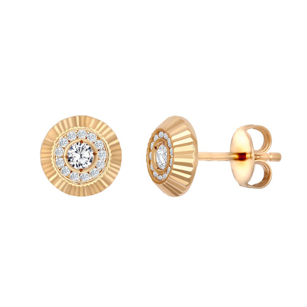 9ct Rose Gold 8mm Cubic Zirconia Bezel Stud Earrings