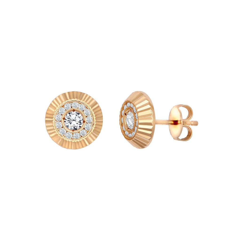 9ct Rose Gold 10mm Cubic Zirconia Bezel Stud Earrings