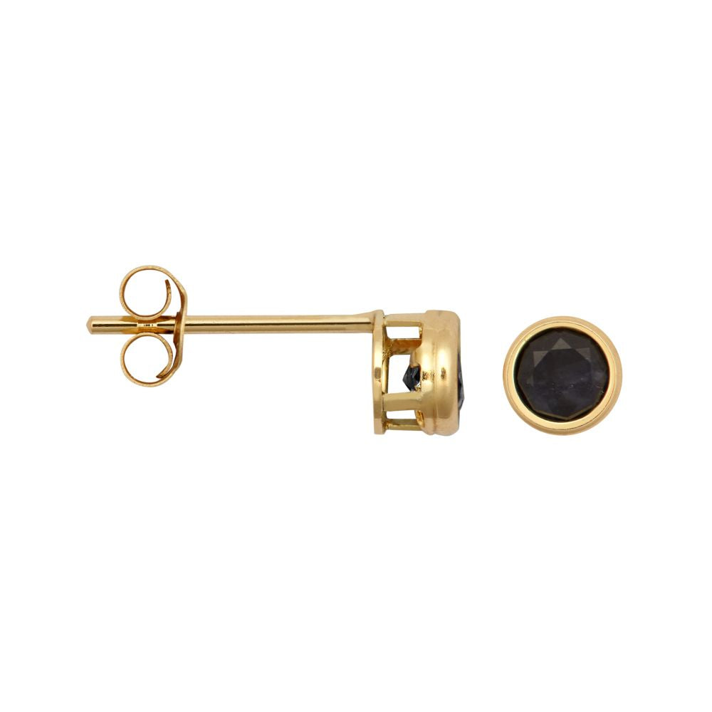 9ct Yellow Rub-over Set Sapphire Stud Earrings