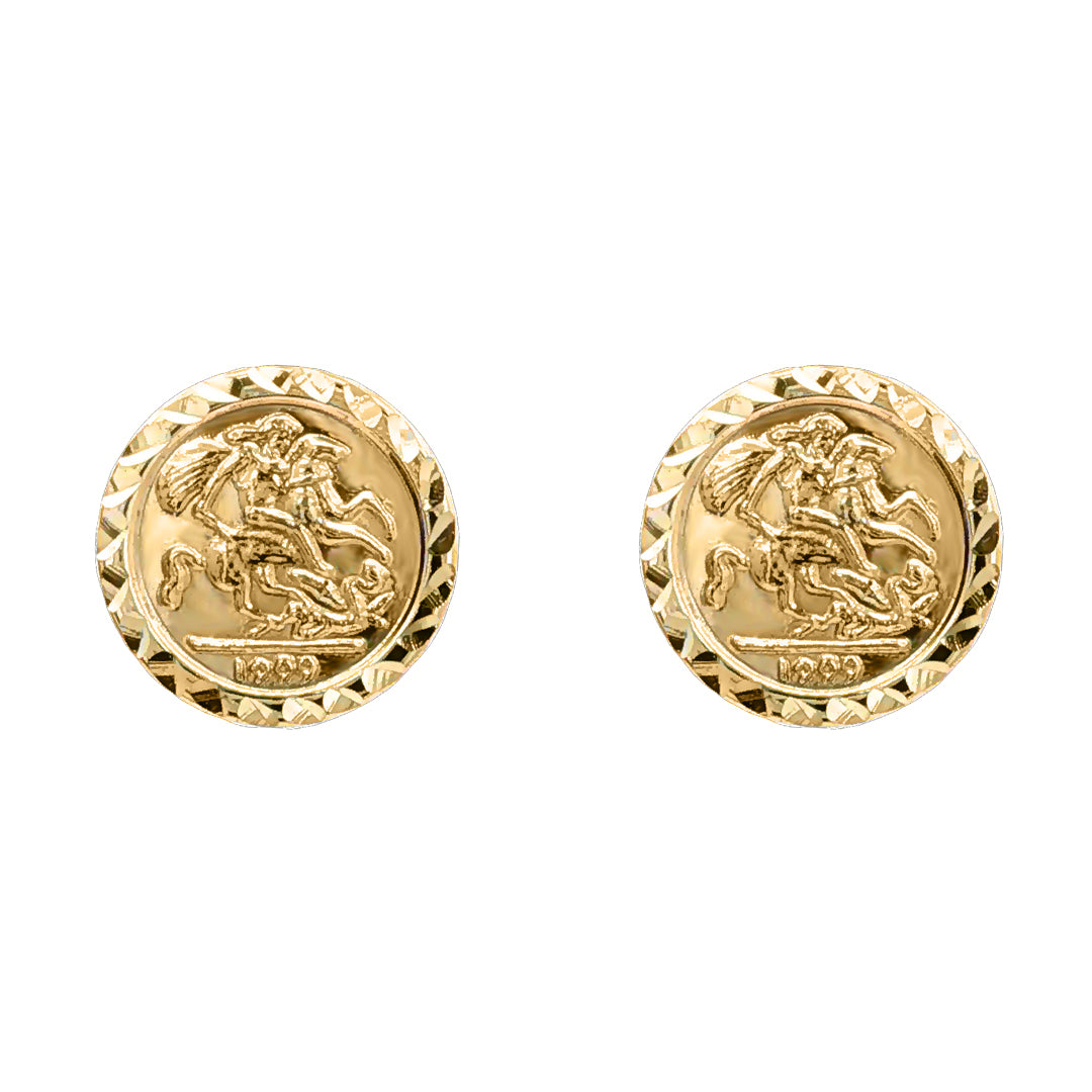 9ct Yellow 10mm St George & Dragon Studs
