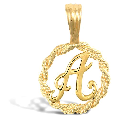 JIN001- | 9ct Yellow Gold Rope initial Pendant