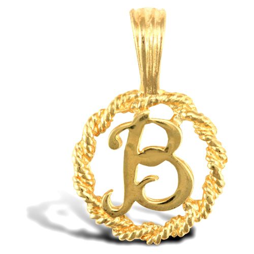 9ct Yellow Gold Rope initial Pendant