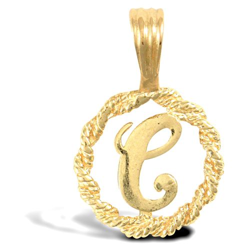 9ct Yellow Gold Rope initial Pendant