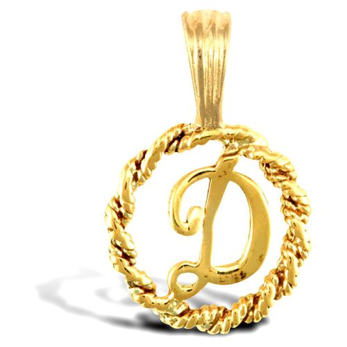 9ct Yellow Gold Rope initial Pendant